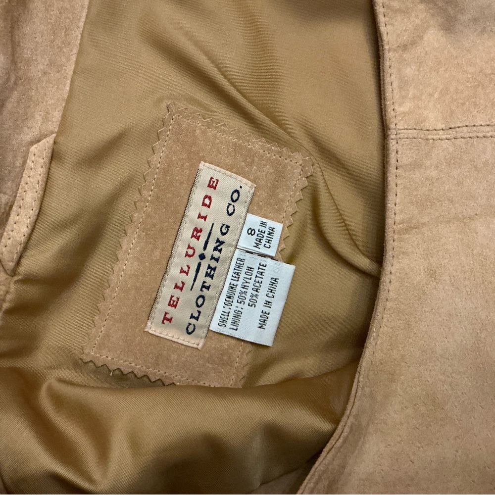 Telluride Clothing Company 100% Genuine Leather Fringed Tan Sleeveless Crop Top - Picture 3 of 3